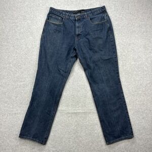 Rocawear Jeans Mens 40x33 Blue Denim Pants Y2K Script Logo Button‎ Flap Classic